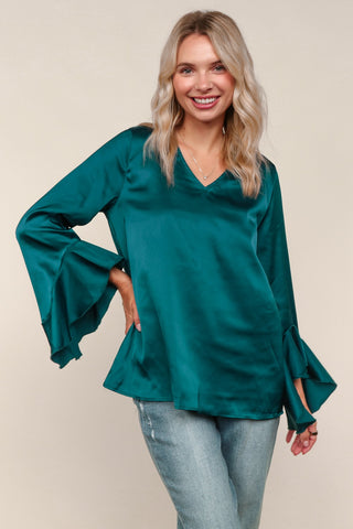 Chasing Waterfalls Satin Top {Teal}