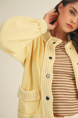 Washed Rib Knit Cardigan Jacket