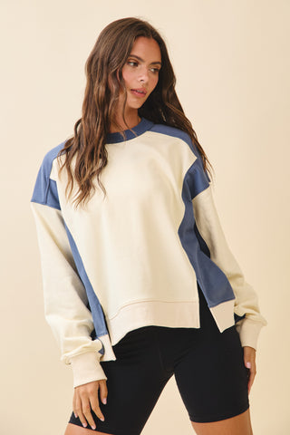 Colorblock Terry Pullover {Navy & Pineapple}