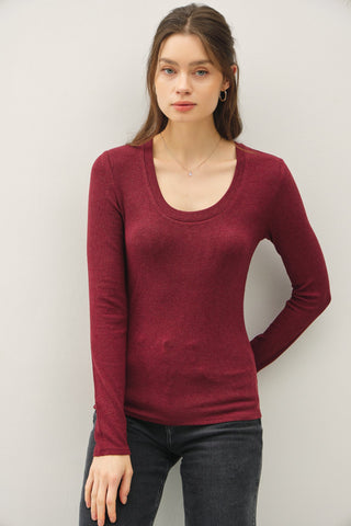 Modal Long Sleeve Basic Top {Burgundy}