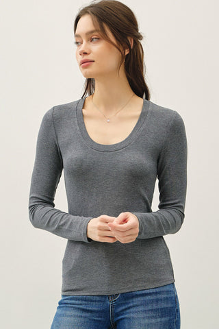 Modal Long Sleeve Basic Top {Heather Grey}