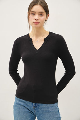 Calling a Classic Ribbed V-Neck Top