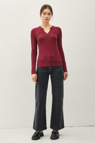 Calling a Classic Ribbed V-Neck Top