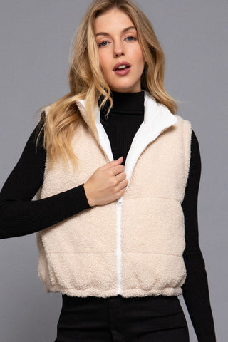 Reversible Fur Padded Cropped Vest