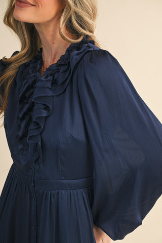 Ready For The Ruffle Midi Dress