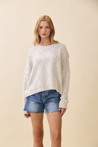 Diamond Knit Pullover Sweater