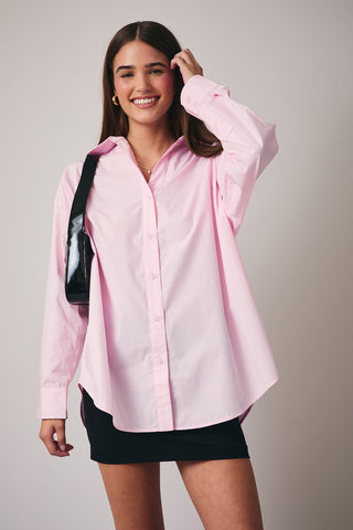 Per My Last Email Oversized Button-Up {Pink}