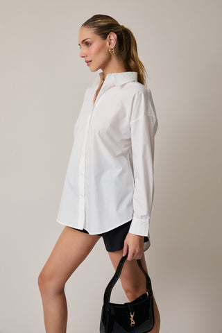 Per My Last Email Oversized Button-Up {White}