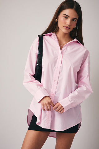 Per My Last Email Oversized Button-Up {Pink}