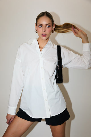 Per My Last Email Oversized Button-Up {White}