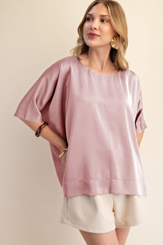 How It's Done Satin Top {Blush}
