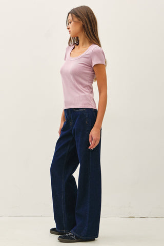 Bringing Basic Back Ribbed Top {Peony}