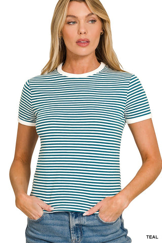 Striped Banded Top {Teal}