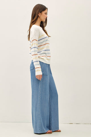 Chambray Wide Leg Pants