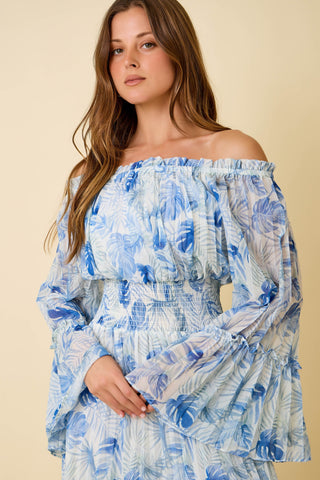 Morning Glory Chiffon Midi Dress