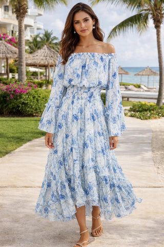 Morning Glory Chiffon Midi Dress