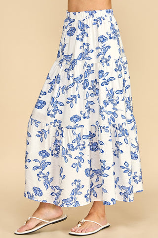 Easy Sunday's Floral Midi Skirt