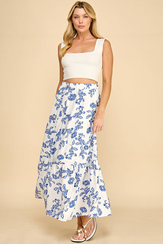 Easy Sunday's Floral Midi Skirt