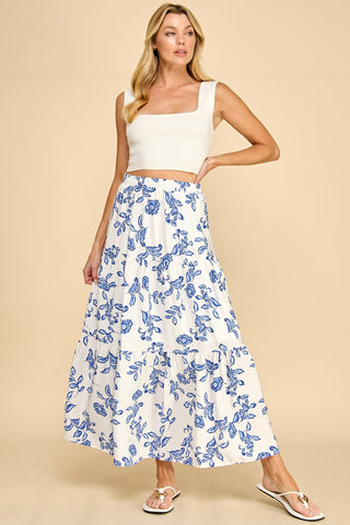 Easy Sunday's Floral Midi Skirt