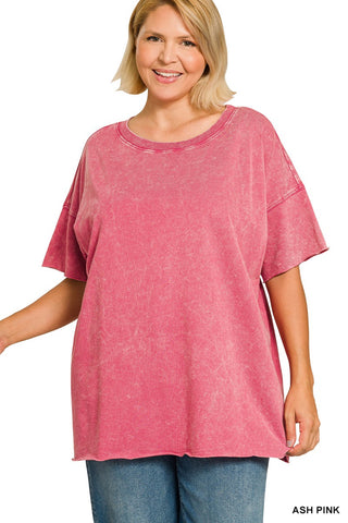 Acid Wash French Terry Top | Curvy
