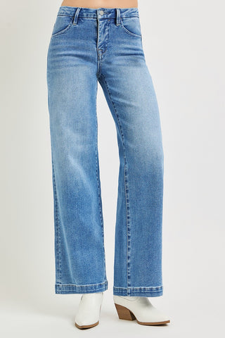Tummy Control Mid Rise Wide Leg Jeans