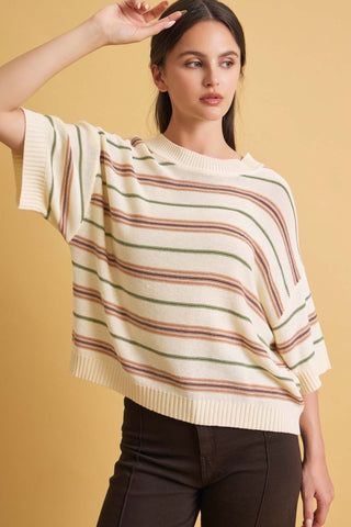 Under & Over Striped Sweater Top