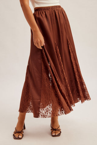 Boho Lace Insert Midi Skirt