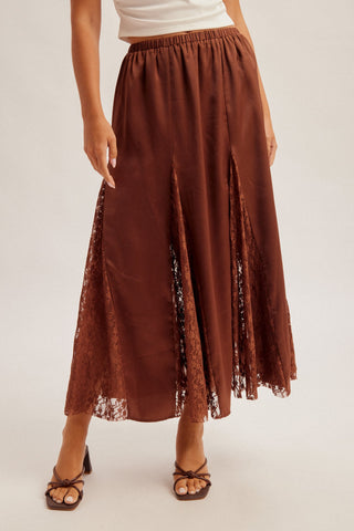 Boho Lace Insert Midi Skirt