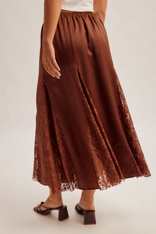 Boho Lace Insert Midi Skirt