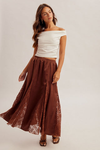 Boho Lace Insert Midi Skirt