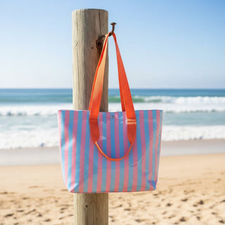 Striped Vinyl Tote Bags