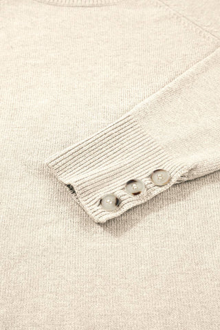 Buttoned Bishop Sleeve Crew Neck Sweater