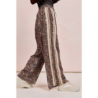 Lace Contrast Cheetah Track Pants