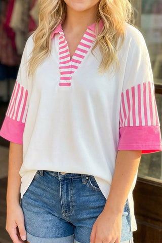 Striped Color Block Patchwork Top
