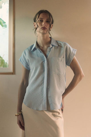 The Pinstripe Collared Top