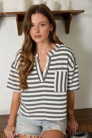 Stripes In Sight Henley Top