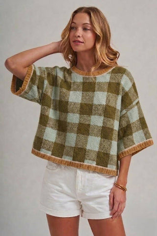 Check It Out Gingham Sweater Top