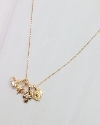 Star and Heart Charm Necklace Set Gold