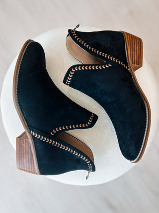 Bluffin Faux Suede Booties Black