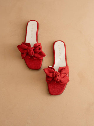 The Ginny | Cherry Textured Bow Slide