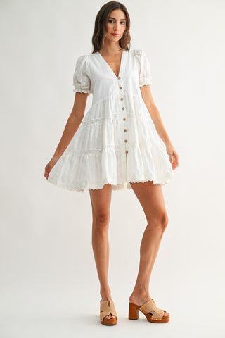 Crisp Linens Button Down Mini Dress