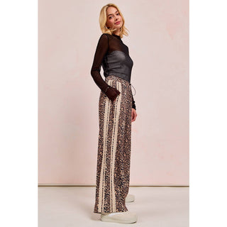Lace Contrast Cheetah Track Pants