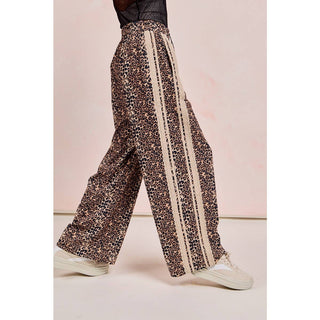 Lace Contrast Cheetah Track Pants