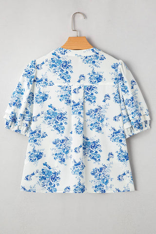 Floral Button Down Pleated Top