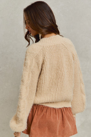 Cable Knit Eyelash Cardigan