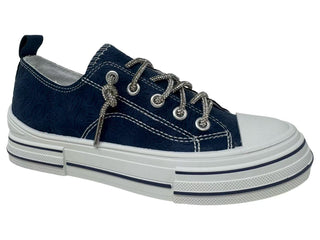 Aman Tooled Rhinestone Lace Sneaker | Navy