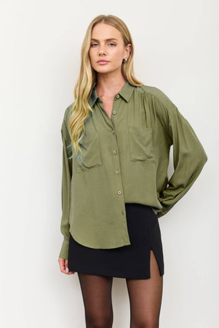 Relaxed Collared Button Down Top