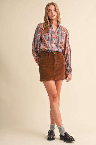Floral Borders Button Up Top