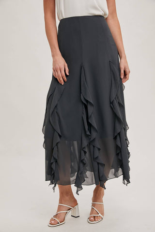 Chiffon Ruffled Maxi Skirt