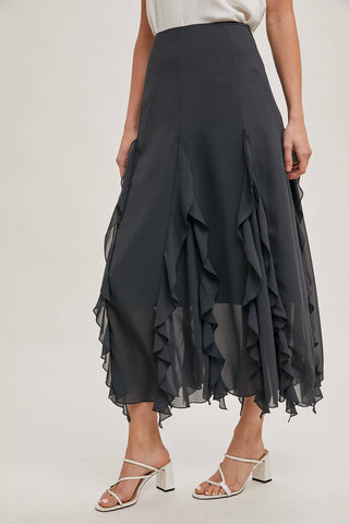 Chiffon Ruffled Maxi Skirt